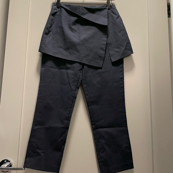 Zara Trafauluc Navy Wrap Skirted Cropped Trousers NWT - Picture 4 of 6